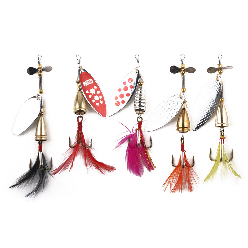 New Propeller spinner Fishing lure set 5styles Shallow Diving Metal Jigs Spinnerbaits Rotate Vibra Spoons bait-image-424363743