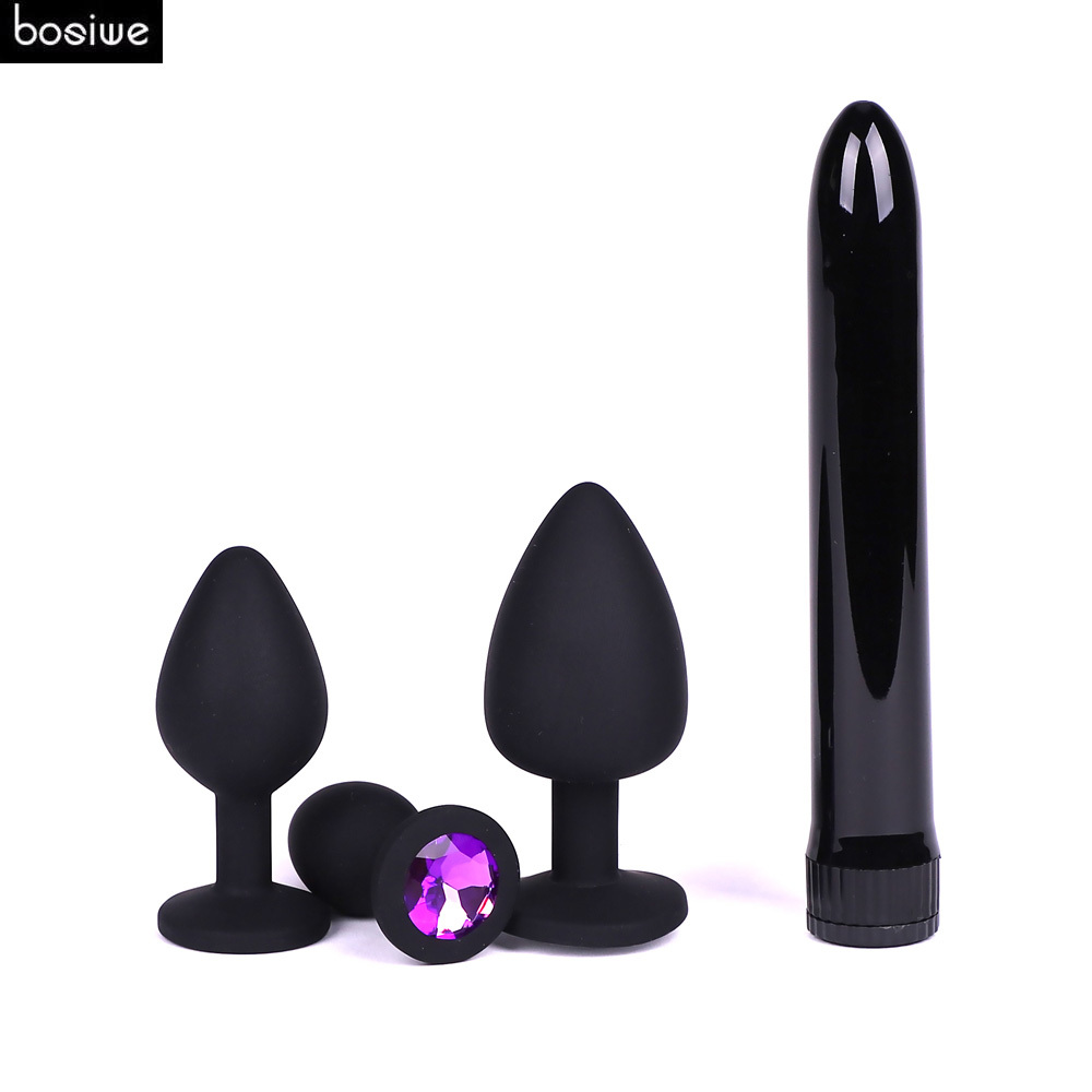 4Pcs / Set Anal Vibrator Sex Toys pour Couples Silicone Butt Plug Masturbateur Masculin Produits de Sexe pour Hommes Gay Adulto Sex Shop Y1810290