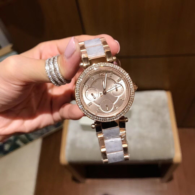 

Fashion trend ladies quartz watch, rose gold m-6327 six-pin series: dial with diamond waterproof watch, high quality! Ms. favorite: wholesal