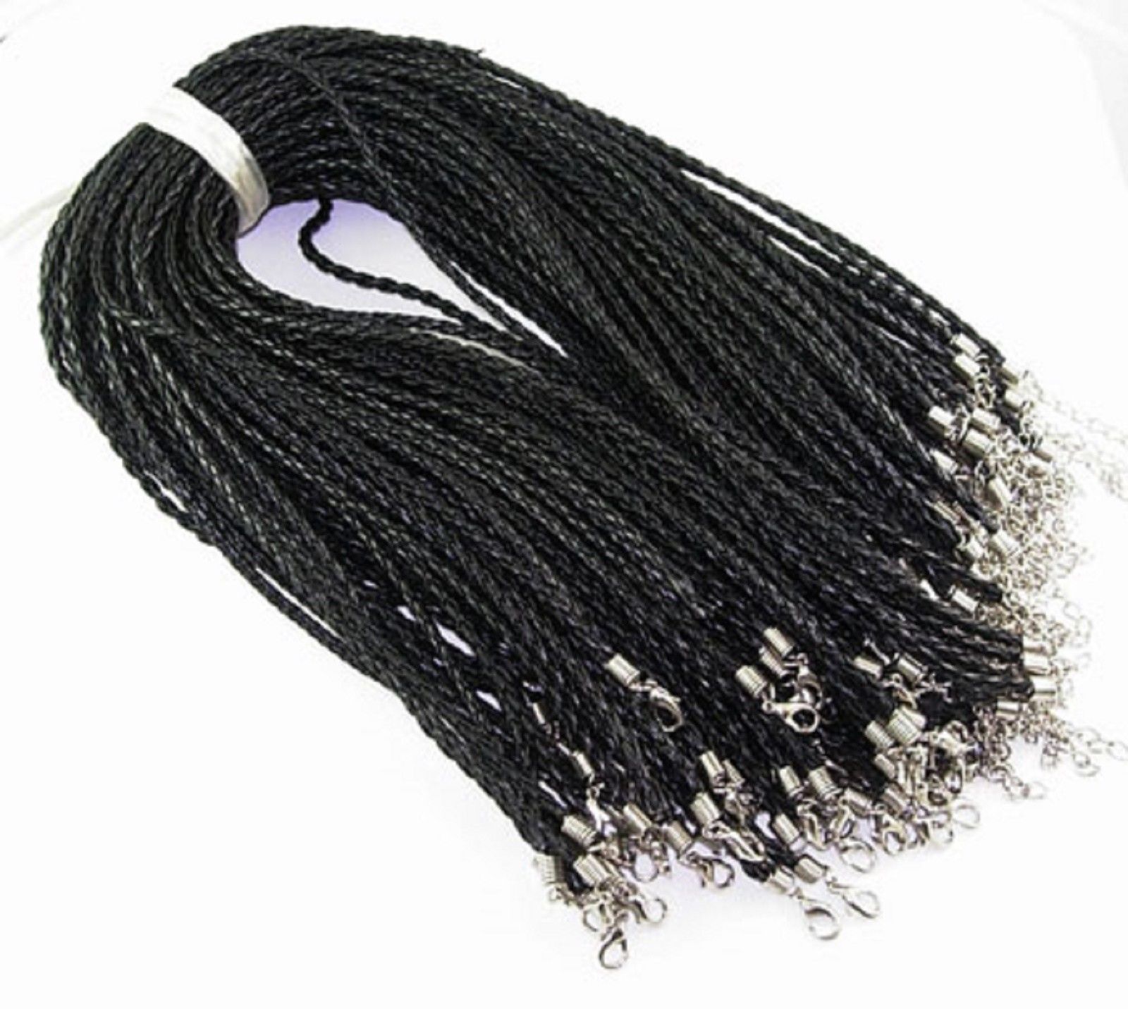 

100pcs/lot 18'' 3mm Black PU Leather BraidED Necklace Cords With Lobster Clasp For DIY Jewelry Neckalce Pendant Craft Jewelry