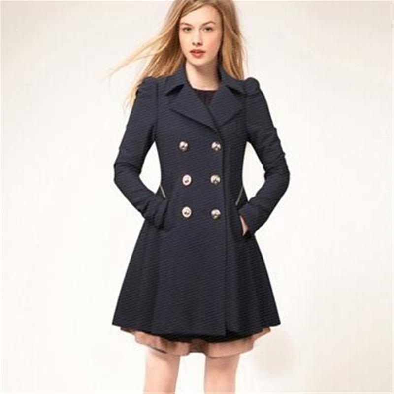 

Women Coats Winter Trench Coat Fashion Solid Overcoat Turn-down Collar Slim Outerwear Button Black Navy Beige Clothing