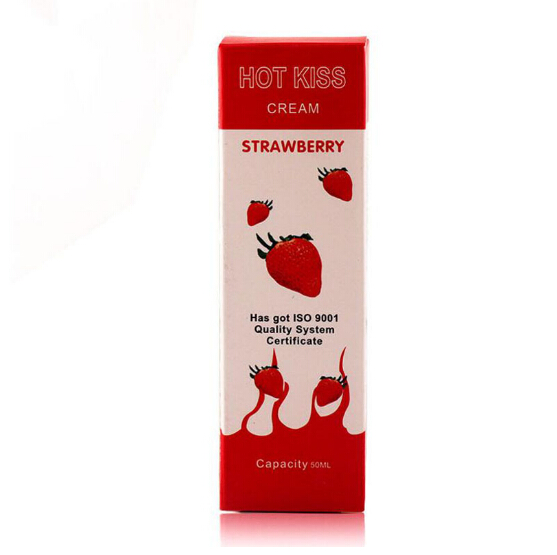 

Hot Love Kiss edible fruit oil strawberry flavor cream 50ml body Lubricants all sex lube oral anal vaginal painted