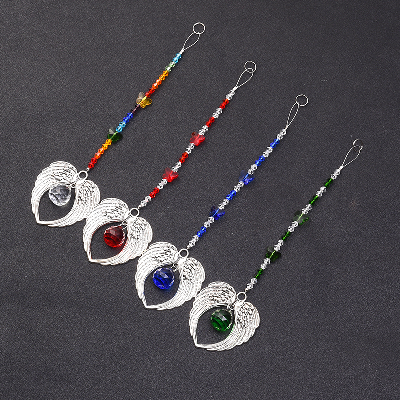 

5PCS Chakra Glass Crystal Butterfly Suncatcher Prism Hanging Angel Wings Pendant Handmade Home Wedding Decoration WQM136