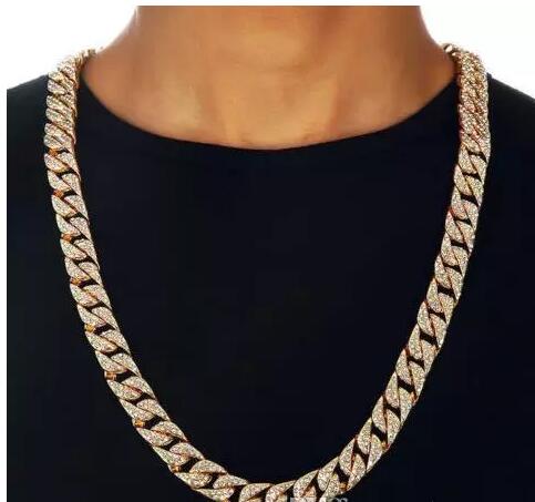 

Hip Hop Men Quavo Gold PT Iced Out 15mm 20" Miami Cuban Choker Chain Necklace