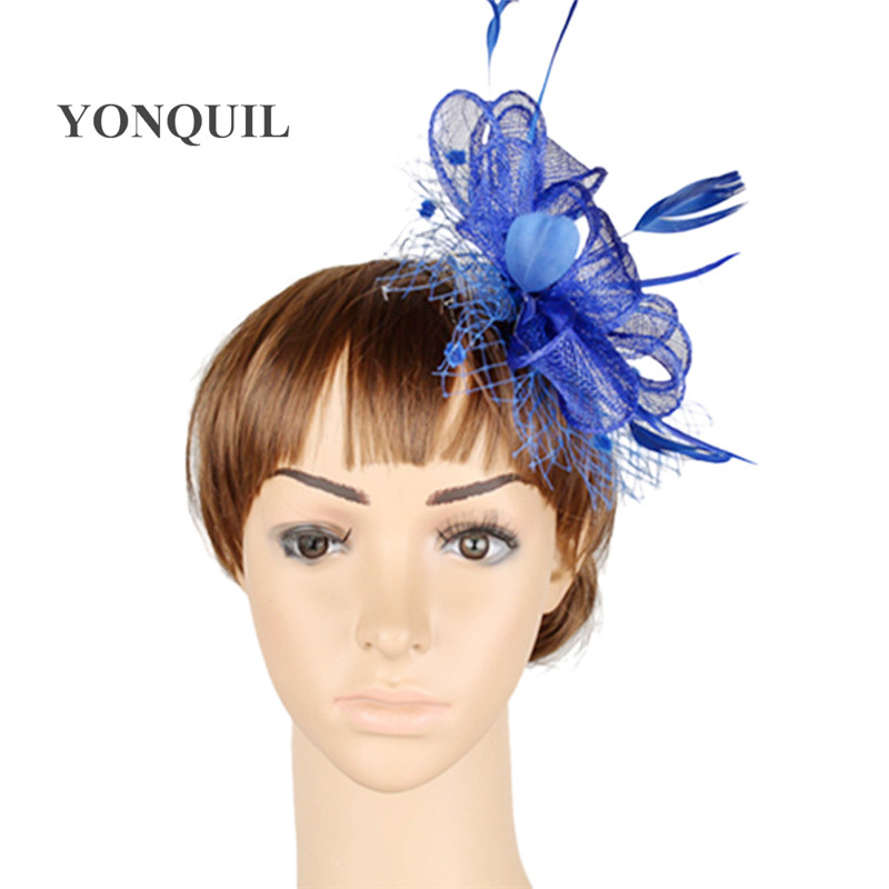 

Church cocktail fashion sinamay ladies elegant feathers race fascinator headpiece wedding headpiece cocktail hat suit for all season MYQ015