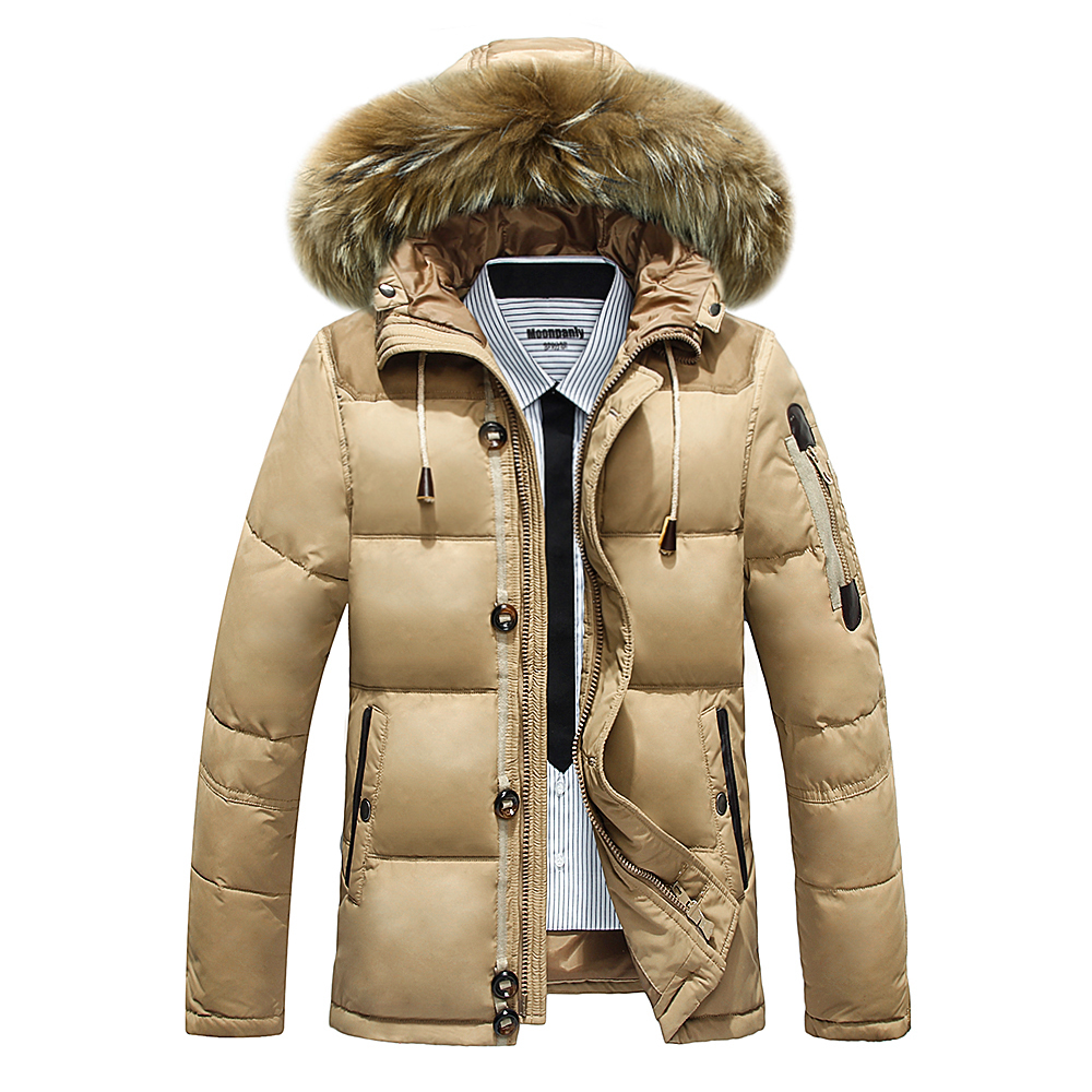 2018 Warm Winter Duck Down Jacket for Men Fur Collar Thicken Parkas Hooded Coat Casual Winter Outerwer Down Parkas Y181101