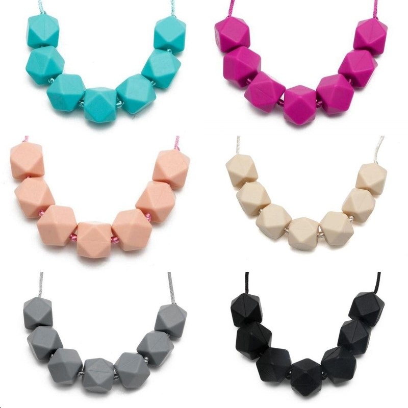 

baby kids fashion chewing beaded necklace food grade silicone teeth beads chewing toy baby silicone teether soother