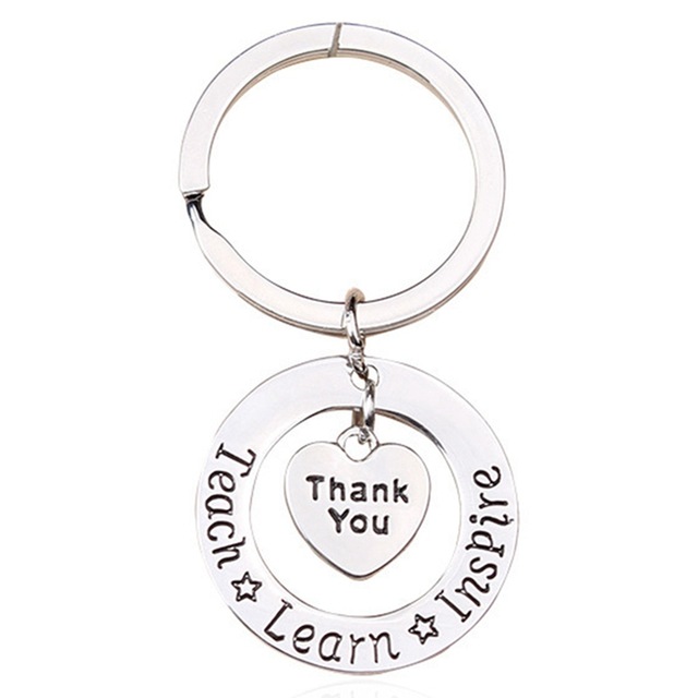 Teacher Keychain Thank you Teach Learn Inspire Keyring Key Ring Jewelry For Teachers Day Gift-image-421148974
