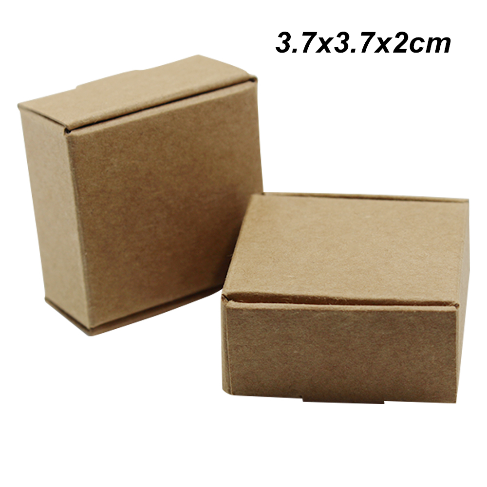 

Brown 50pcs/lot 3.7x3.7x2 cm Kraft Paper Wedding Gifts Boxes for Ornament Jewelry Cookie Cardboard Handmade Soap Candy Storage Packing Boxes