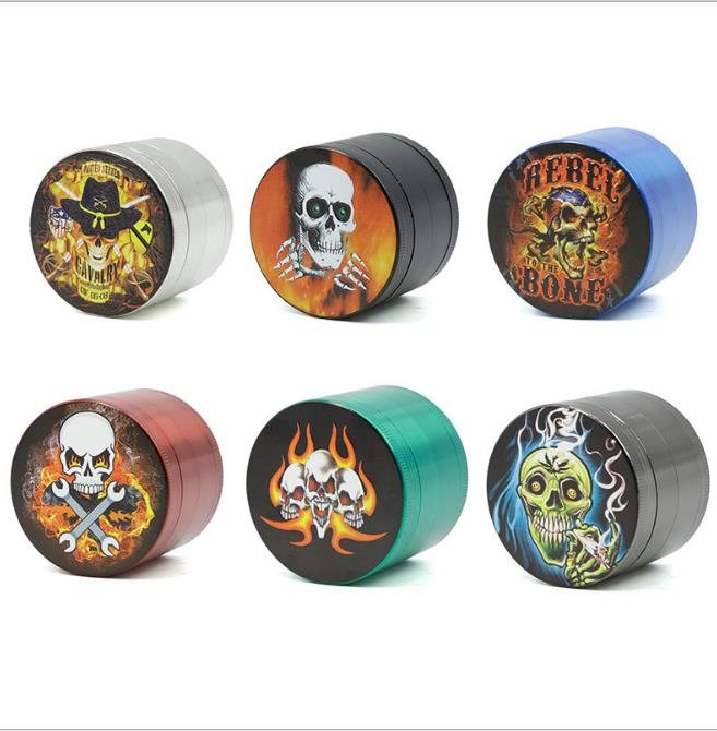 

New Diameter 55MM Zinc Alloy Smoke Mill Skeleton Head Pattern Grinder