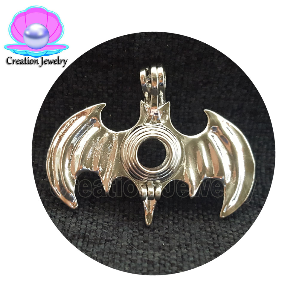 Wholesale Factory Direct DIY pearl lockets snowflake/bat/elk/Santa Claus Bead Cage Pendants White Gold Plated Zinc Alloy Jewelry-image-416303428