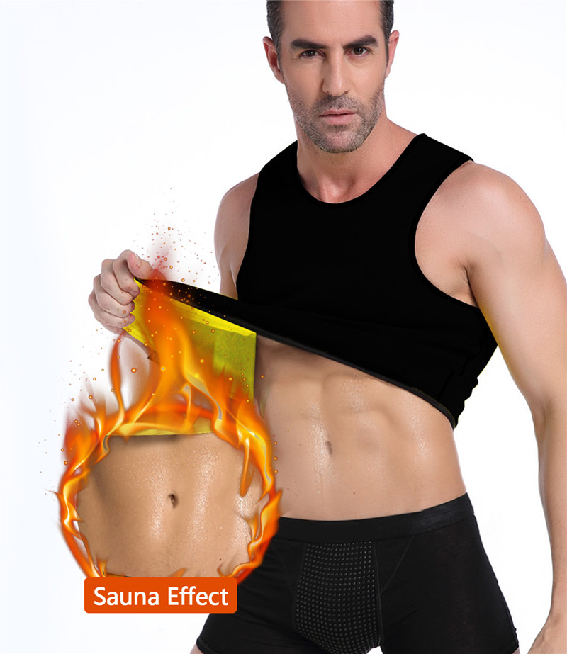 NINGMI Sauna Suit for Men Hot Sweat Suit Neoprene Body Shaper Sauna Shirt Workout Cami Top for Tummy Fat Loss
