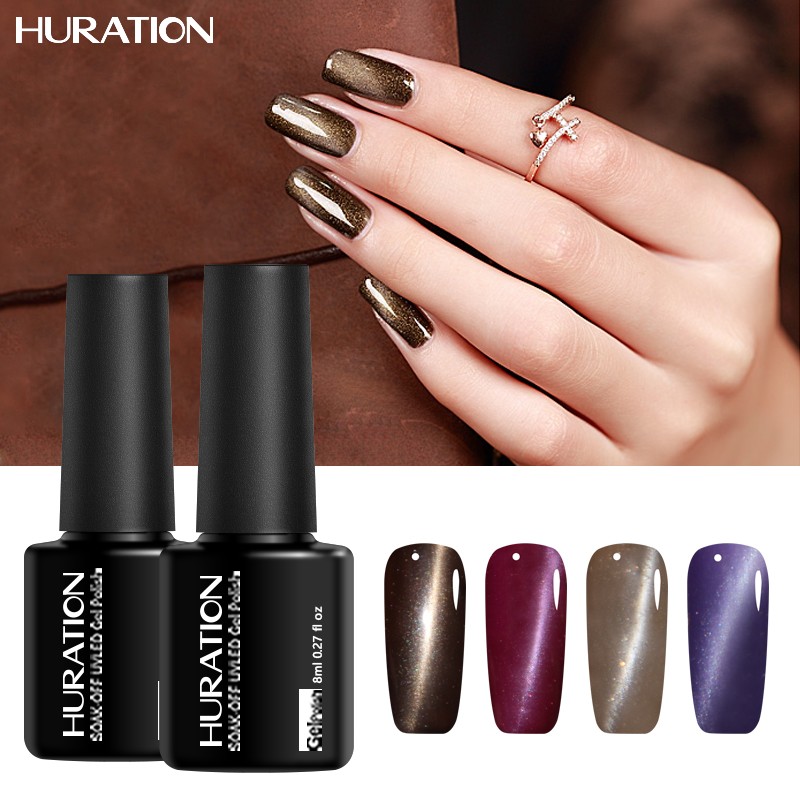 

Huration 8ML Cats Eye 3D Magnet 24 Colors UV LED Lamp Gel Nail PolishGel Varnish Hot Selling 2018 Products Gel Lacquer Nail Art, 62pink