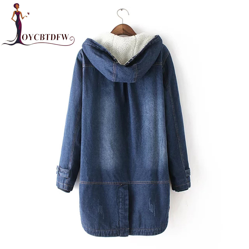 Automne Hiver Veste 2018 Femmes De La Mode Mediun Longue Nouvelle Épaisse Denim Manteau À Manches Longues Cowboy Veste Femelle DD252 S18101503