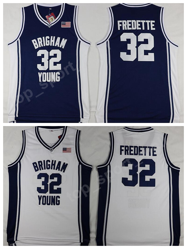 

Brigham Young Cougars Basketball 32 Jimmer Fredette Jersey Men Navy Blue White Sports Fredette College Jerseys University Hottest, 32 white