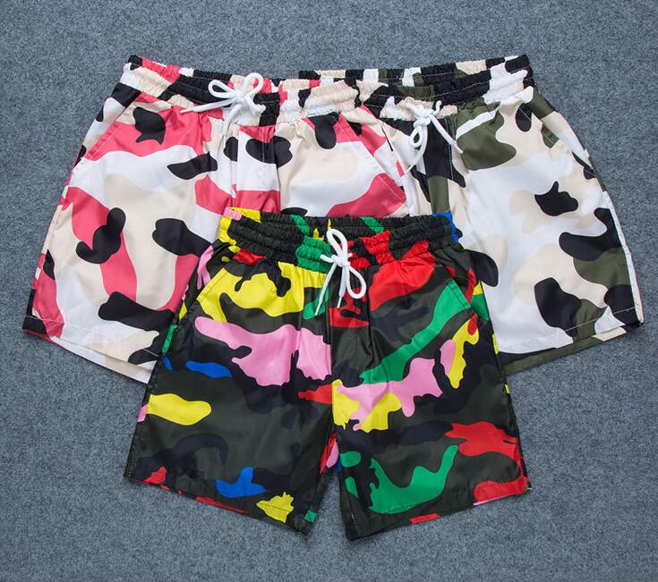 

Men's Camouflag Board Shorts Quick Dry Beach Shorts Swim Trunks Male, White;black