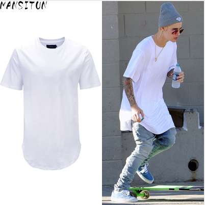 

Man Si Tun Summer Men Fashion Steetwear Urban Clothing Long T Shirt with Curved Hem Shirt Plus Size White Tall Tees Hip HopTees