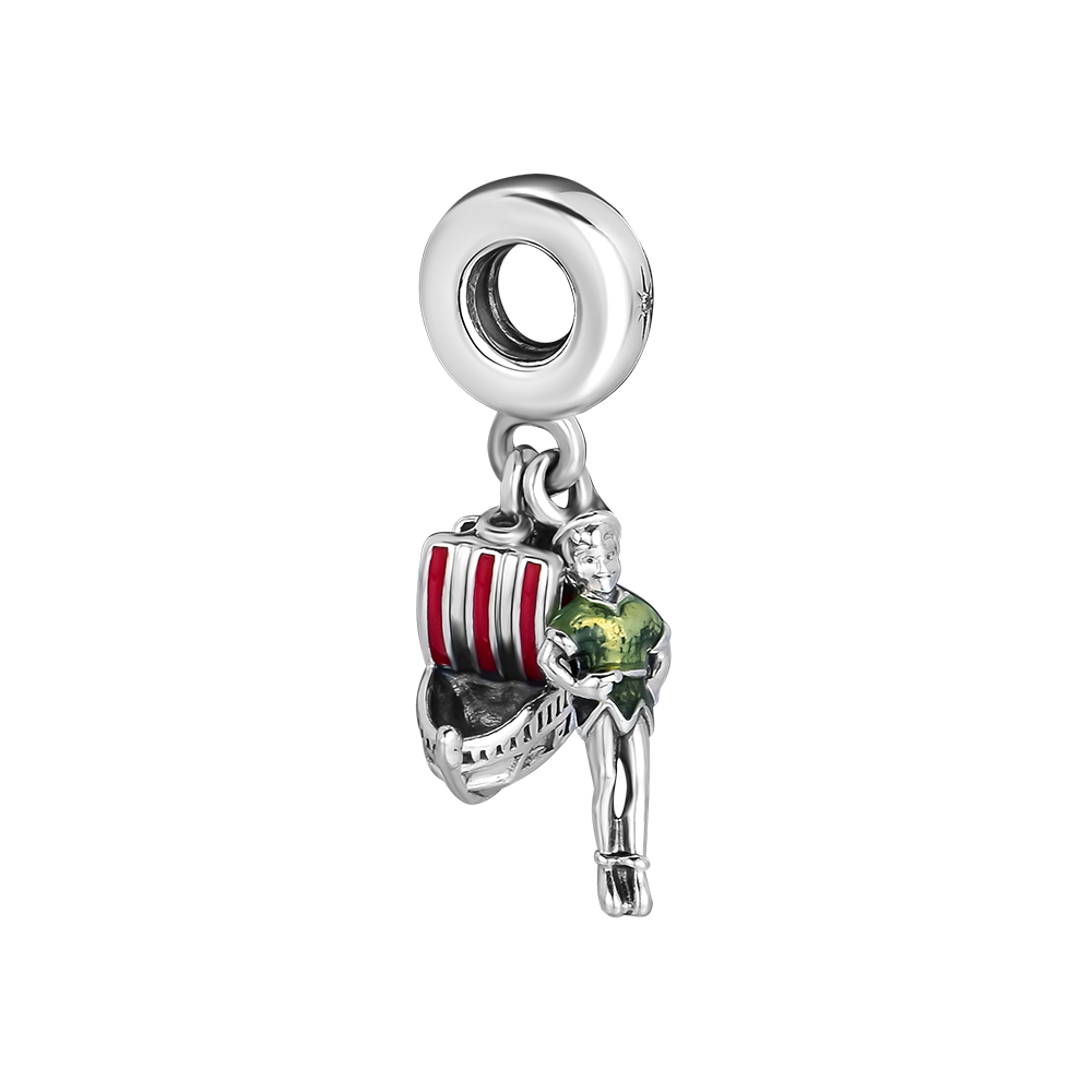 2018 Autumn 925 Sterling Silver Jewelry Peter Pan Red and Green Enamel Charm Beads Fits Bracelets Necklace For Women Jewelry Making-image-426449709