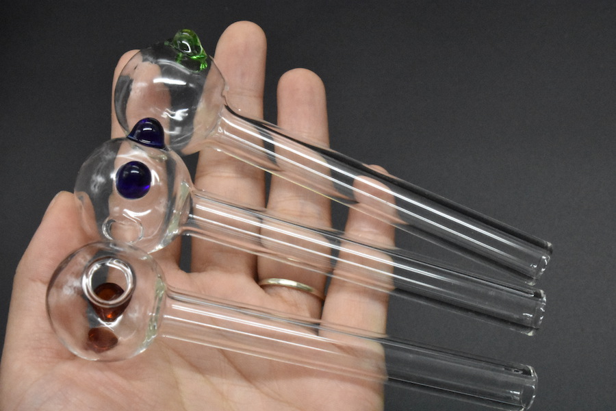 

12cm Curved thickness 2mm Pyrex glass tube oil pipe tobacco steamrollers Pipes with Different Colored Balancer Water oil Pipe Smoking