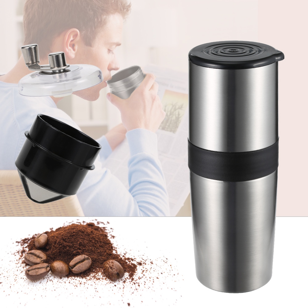 BPA Gratis 2//3 Tazas Cafetera de pl/ástico para Viajes 400 ml Delter Coffee