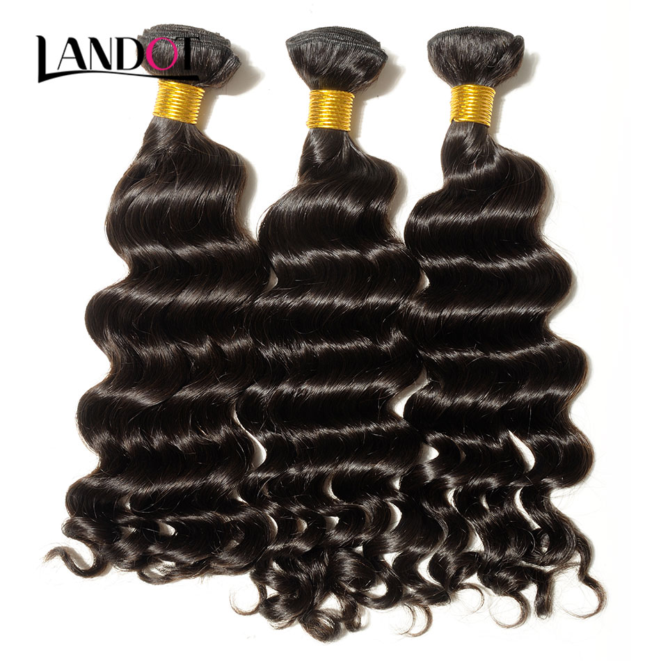 

Best 10A Unprocessed Virgin Brazilian Loose Deep Wave Curly Human Hair Weave 3/4 Bundles Peruvian Indian Malaysian Remy Hair Cuticle Aligned, Natural color