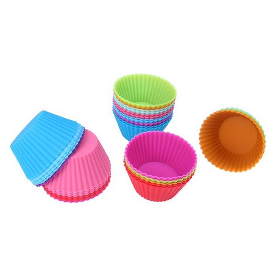 1 Set of 12 Pieces (1 dozen) Round Shaped Silicon Cake Baking Molds Jelly Mold Silicon Cupcake Pan Muffin Cup