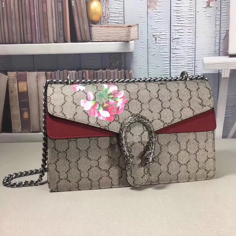 

New style casual fashion brand trend simple square cross section cover Shoulder Bags flower handbag chain bags BY#G14 Have dust bags, Red