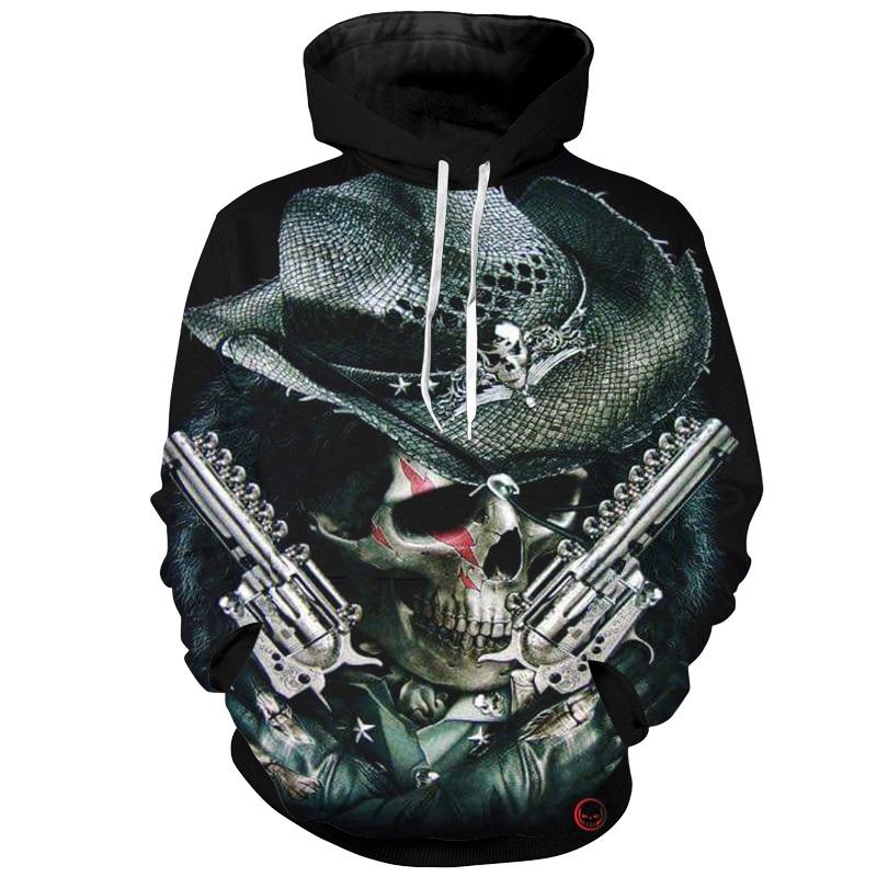 Cloudstyle crâne Cowboy 3D sweats à capuche hommes pistolet crâne impression 3D tout nouveau Design sweat à capuche haut tendance pulls Streetwea