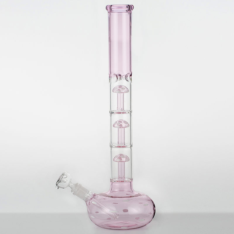 

Pink Big Bong Thriple Mushroom Diffuser Datachable Stem Diffuser Dab Rig 17 Inches Thick Smoking Hookah 18.8mm Joint Glass Bong