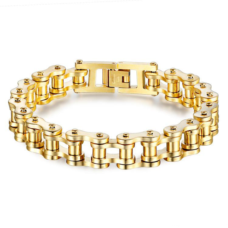 

Boutique Punk Men Bracelet Biker Bicycle Motorcycle Chain Mens Bracelets Bangles 316L Stainless Steel Jewelry link gold silver bracelets