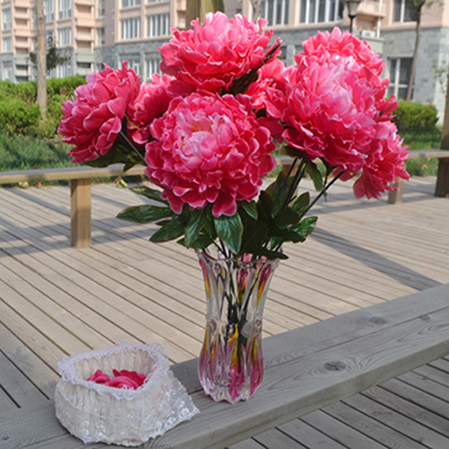 

Wholesale-15cm Large Artificial Peony Cloth Flower Home Party Decor 5 Flowers on 1 Piece, Light purple