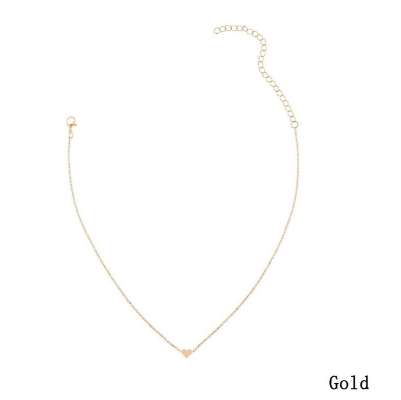 

Hot Sale Simple Women heart Gold silver Chain Choker Necklace Jewelry Collana Bijoux Fashion Beach Statement Jewelry#250975