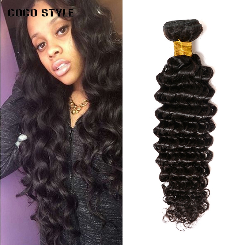 

Deep Wave Brazilian Hair Weave Bundles 1 Pc 100% Hair Extensions 8-28inch Natural Color Remy Hair No Tangle
