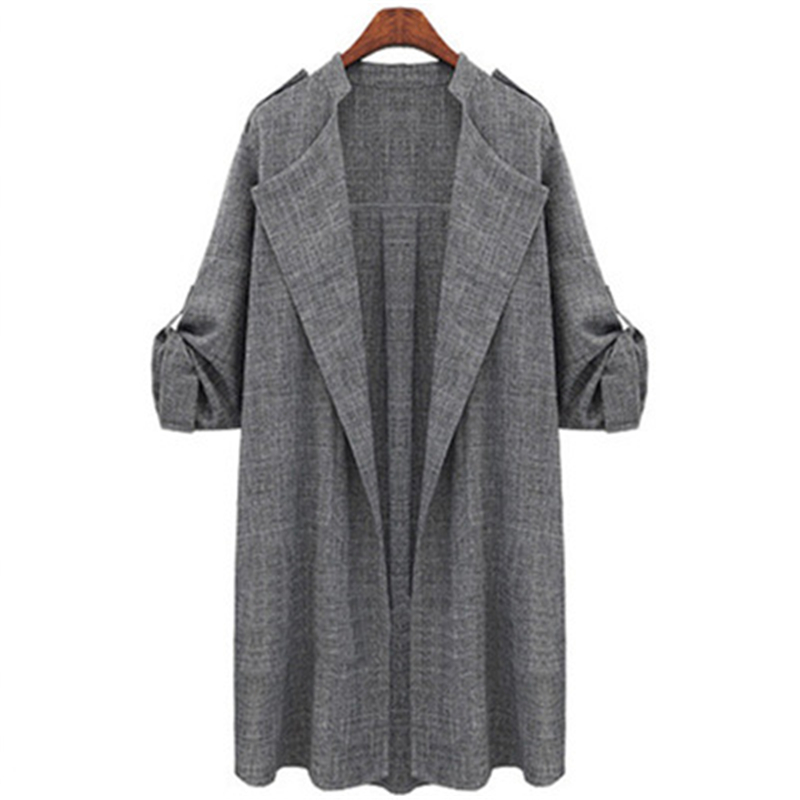 

Spring Autumn Female Trench Basic Coats Women Long Coat Windbreaker Cardigan Casual Outerwear Winter large Size Overcoat J769, Tan;black