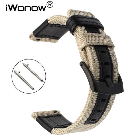 

22mm Genuine Nylon & Leather Watchband Quick Release for Samsung Gear S3 Classic Frontier Gear 2 Neo Live Watch Band Wrist Strap