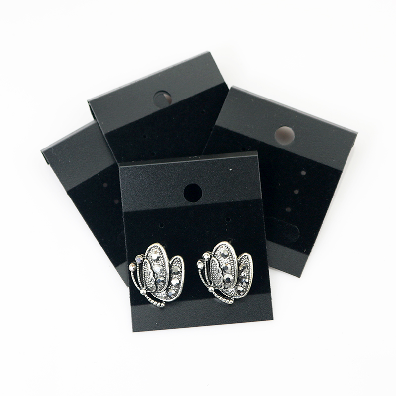 

Black Professional Jewelry Hang Tags 4.3*5.2cm 200pcs PVC Velvet Earring Ear Studs Holder Display Tags Jewelry Price Cards
