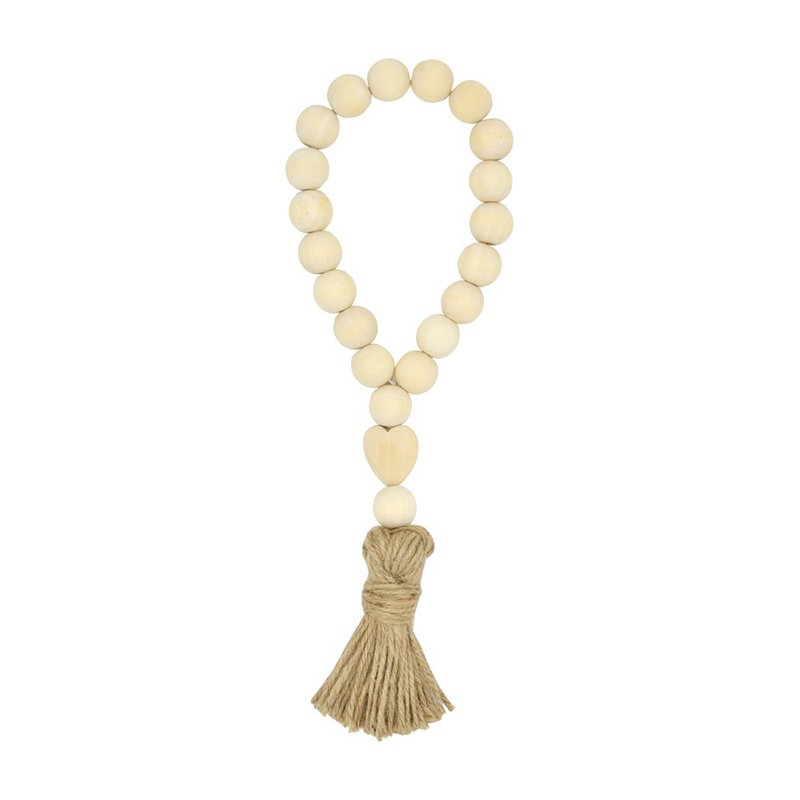 Natural Wood Bead Garland String with Jute Tassel Kids Bedroom Decoration Farmhouse Beads Handmade Baby Carrier Toys-image-427545366