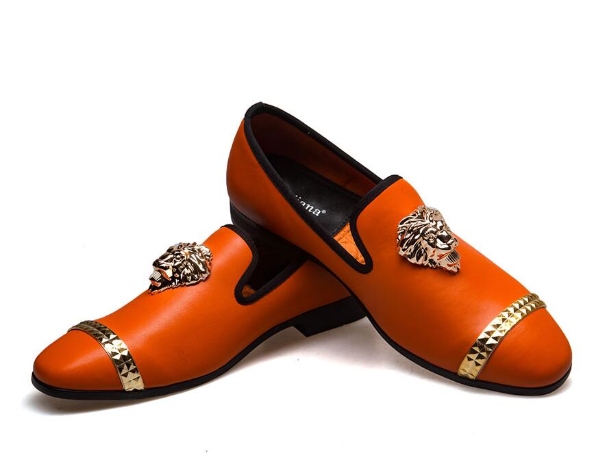 New Style Italy fashion design bright face buckle and gold metal Men Leather shoes mens casual flats Party Wedding Men Loafers