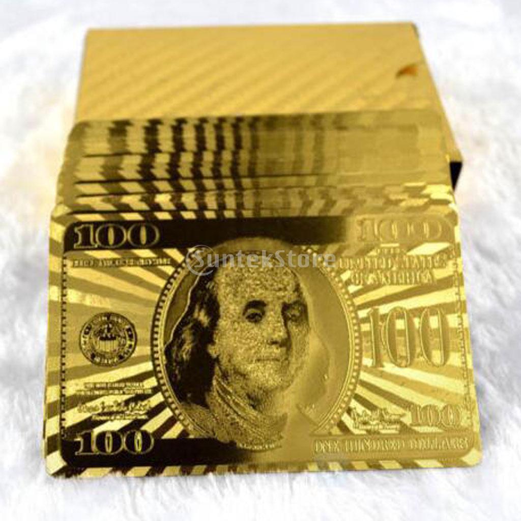 

24 Karat Gold Plated Playing Cards Dollar Banknote Design Poker Game Present