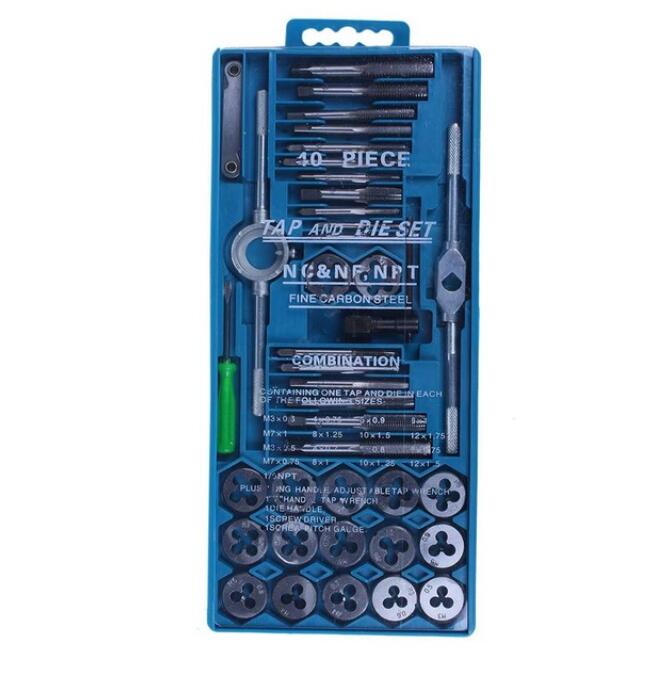 

40pcs tap die set M3-M12 Screw Thread Metric Taps wrench Dies DIY kit wrench screw Threading hand Tools Alloy Metal with bag