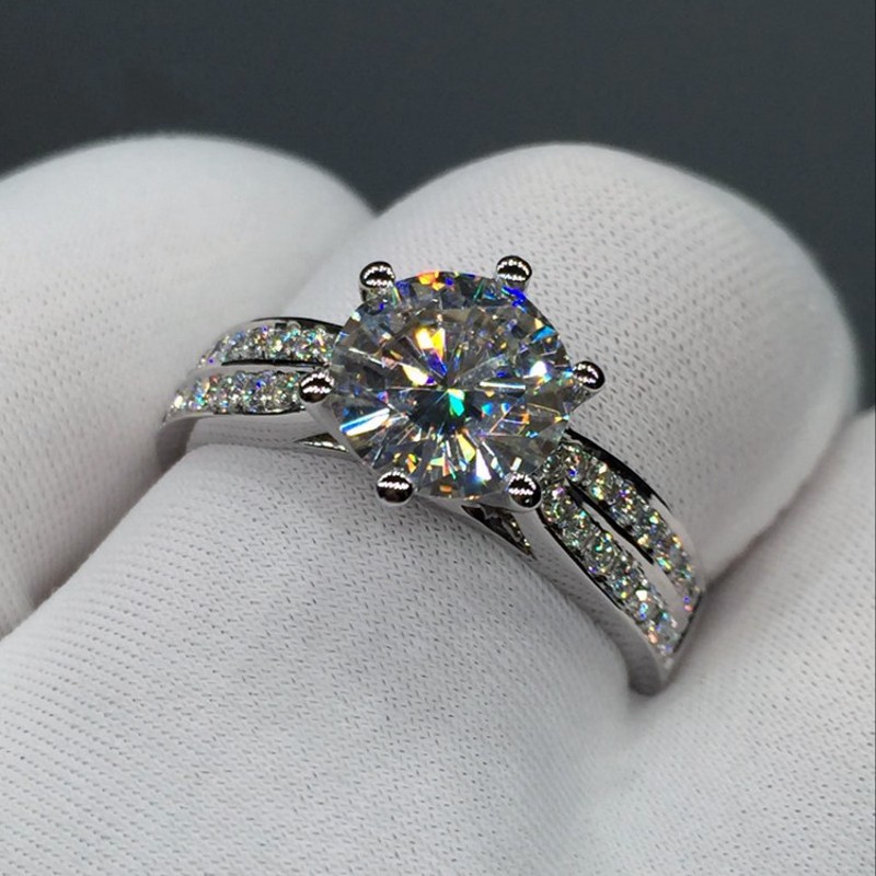 

choucong Brand Fashion Jewelry Women ring 3ct Diamond 14KT white gold filled Engagement Wedding Band Ring For Women