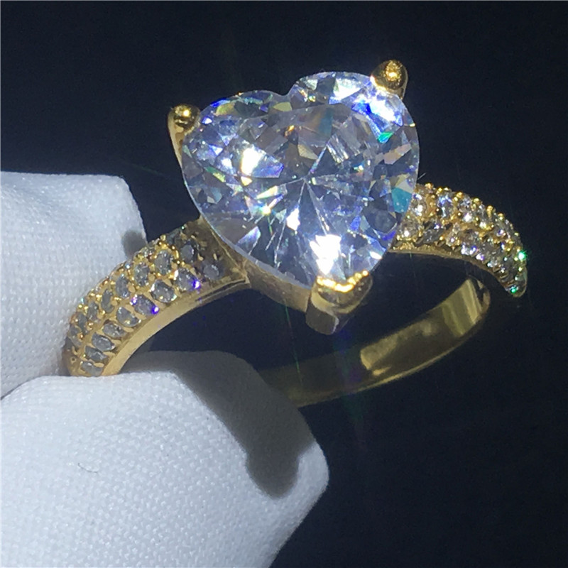 

Classic Heart Shape ring Yellow Gold Filled 3t Sona Cz Stone Engagement wedding band ring for women Bridal Fingre Jewelry