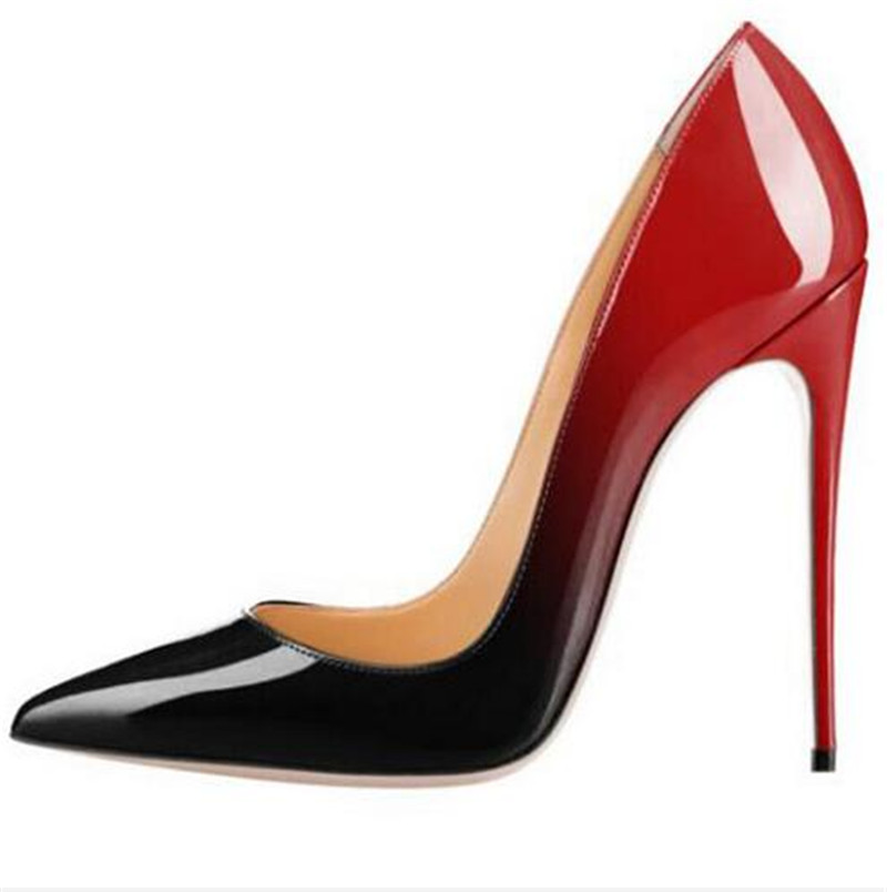 

Free Shipping fashion woman women lady 2019ss New black red Leather Poined Toes Wedding heels Stiletto High Heels shoes pumps 12cm 10cm 8cm