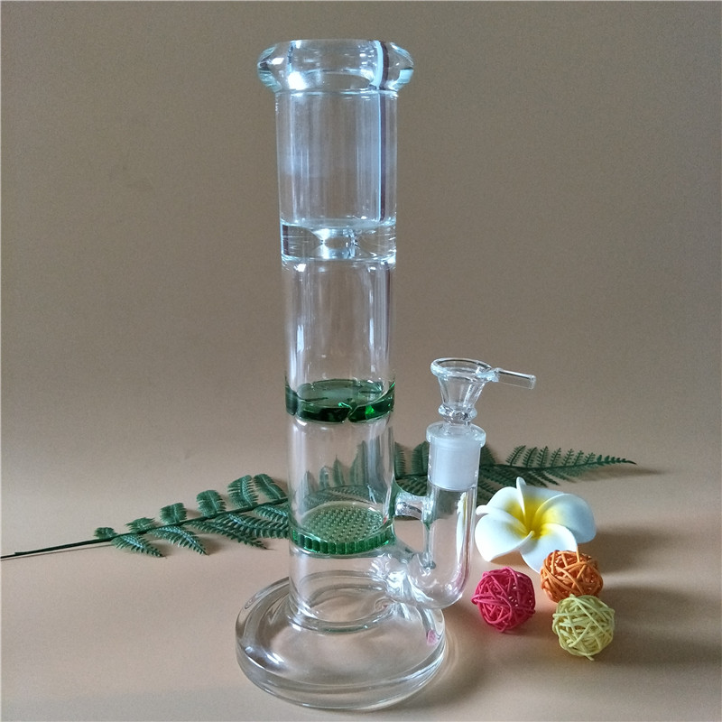 Thick and stable glass hookah water pipe 2 percs 11 inches high (GB-396)-image-415667158