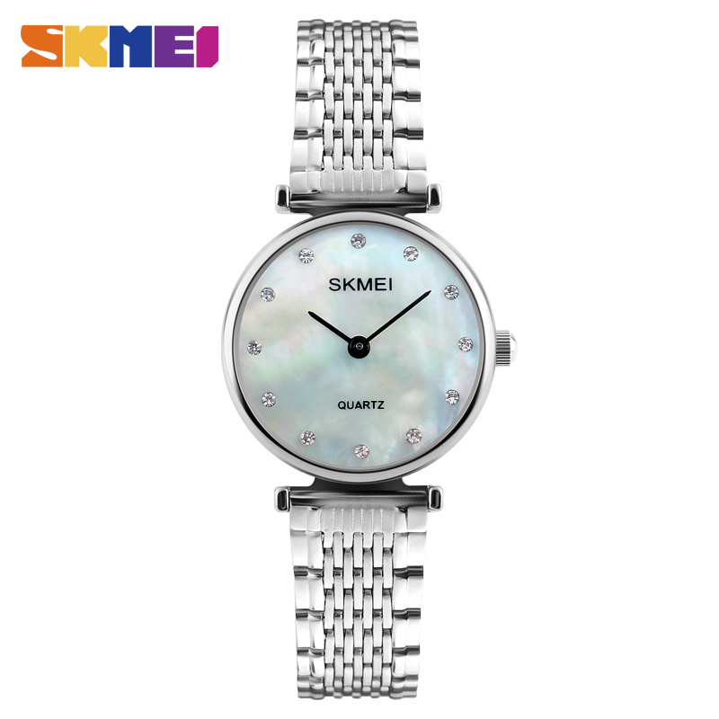 

SKMEI Fashion New Women's Quartz Rose Gold Watches Casual Dress Shell Dial Stainless Steel Band Lady Waterproof Wristwatches, Rose gold shell