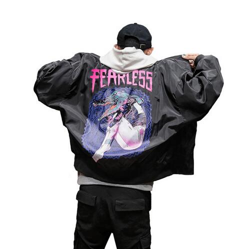 

Spring Japanese Tide Brand personalized Print Beauty beast pilot Bomber jackets Men Women Graffiti Baseball Coats, Black