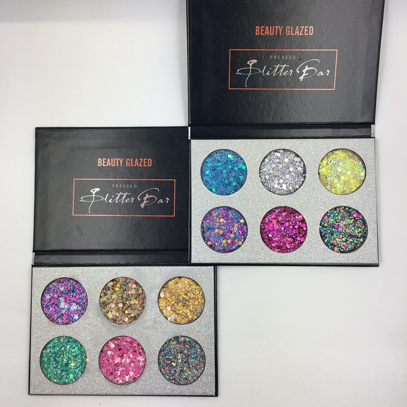 Beauty Glazed 6 Colors Presased Glitter Bar Diamond Unicorn Eyeshadow Palette Ultra Shimmer Eye Shadow Pallete Maquiagem-image-428740473