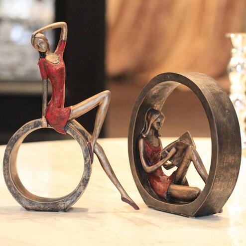 

American Country Home Furnishing Jewelry Ornaments Abstract Retro Decor Decoration Crafts Gifts People Living Room reading girl