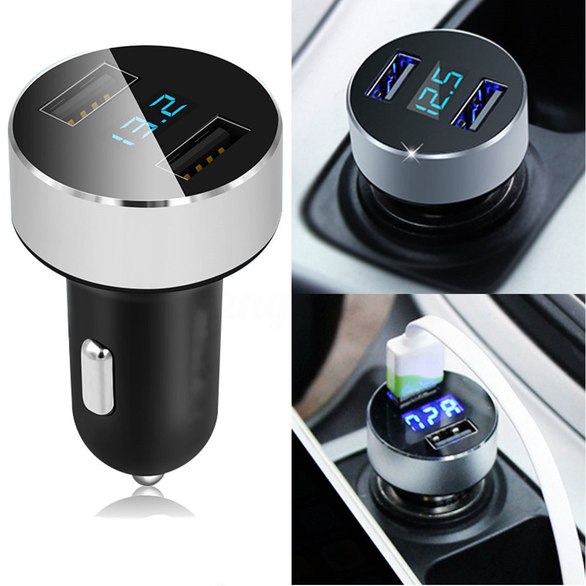 

Car Charger 5V/3.1A Quick Charge Dual USB Port Cigarette Lighter Adapter Voltage, Black