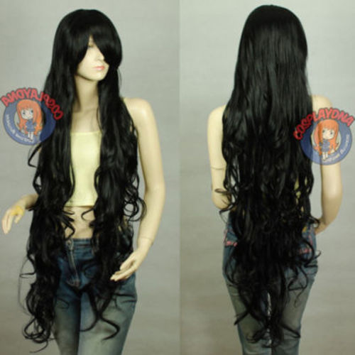 

Ly & CS cheap sale dance party cosplays>>>High quality Kanekalon Series Black Curly Wavy Long Cosplay Wig 120cm, Color